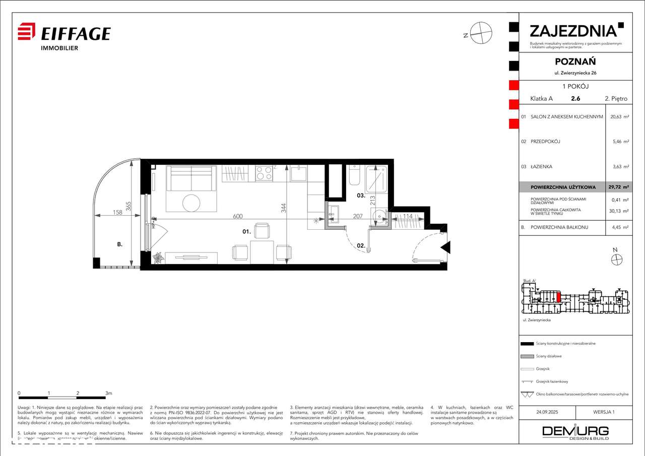 1-pokojowe mieszkanie 29m2 + balkon - Pełny obrazek: 3/8