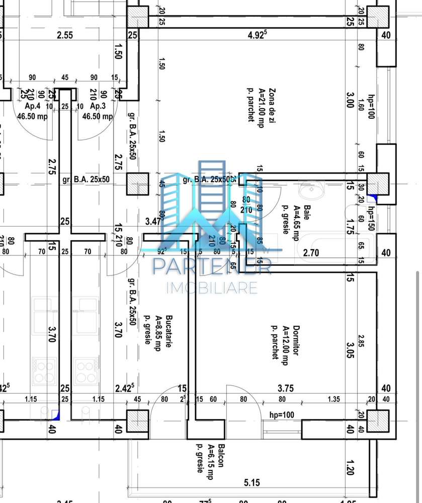 Comision0%!Apartament 2 camere decomandat 54 mp Rediu-Pacurari+Parcare - Imagine principală: 2/8