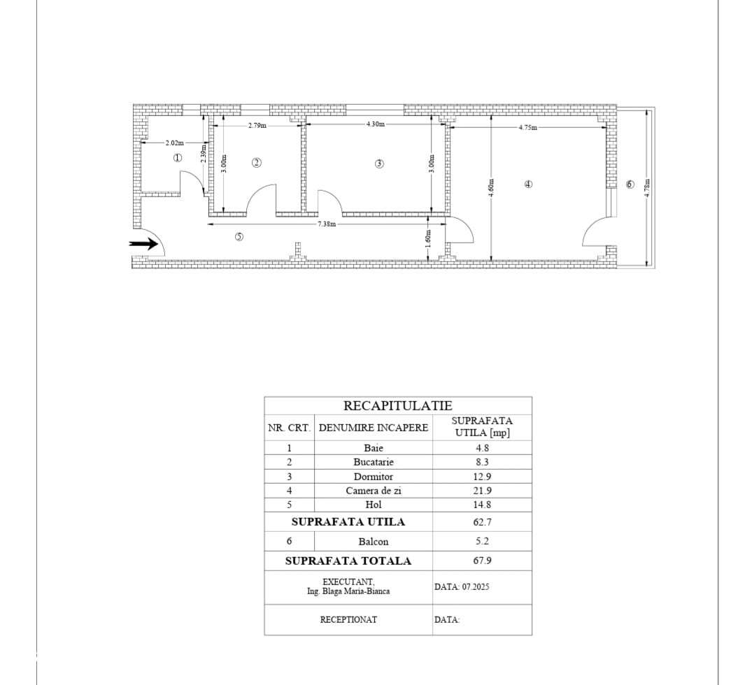 Apartament 2 camere 68 mp etaj 1 rond 43 Păcurari Rediu 126.500 Euro-10