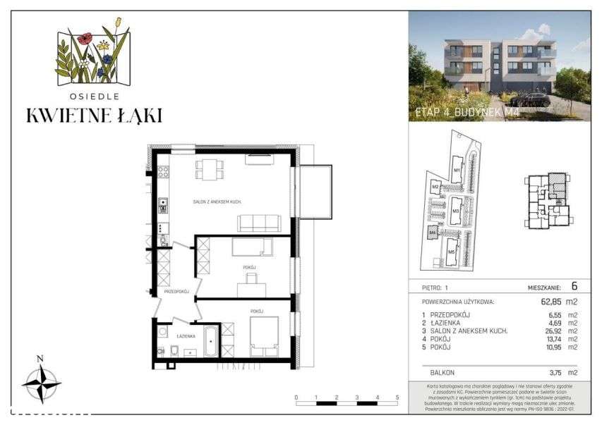 3-pokojowe mieszkanie 62m2 Bez Prowizji - Pełny obrazek: 2/4