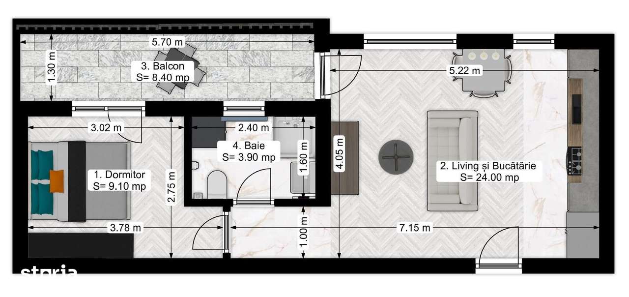 N.Grigorescu apart.2 camere semidecom. 46 mp MUTARE RAPIDA - Imagine principală: 4/12