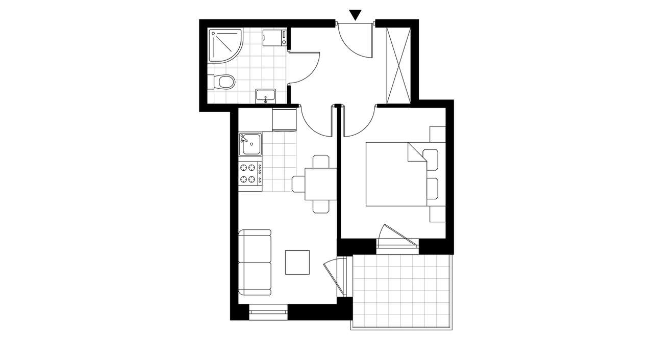 2-pokojowy apartament inwestycyjny 29m2 + balkon - Pełny obrazek: 3/5