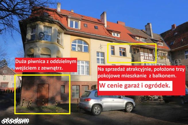 Mieszkanie + GARAŻ /OGRÓDEK/PIWNICA z wejściem.