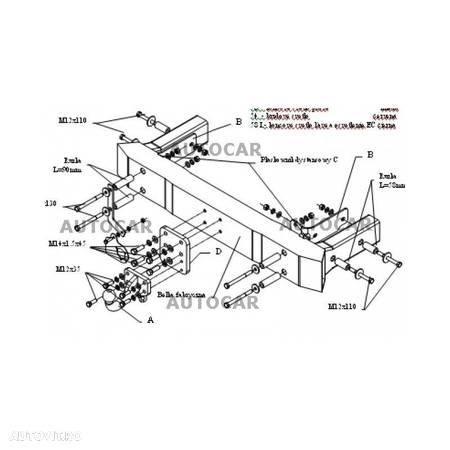 Carlig de remorcare pentru MERCEDES M(ML) -cu roata de rezerva sub autoturism-sistem semidemontabil-cu suruburi  din 1998-2005 - 6