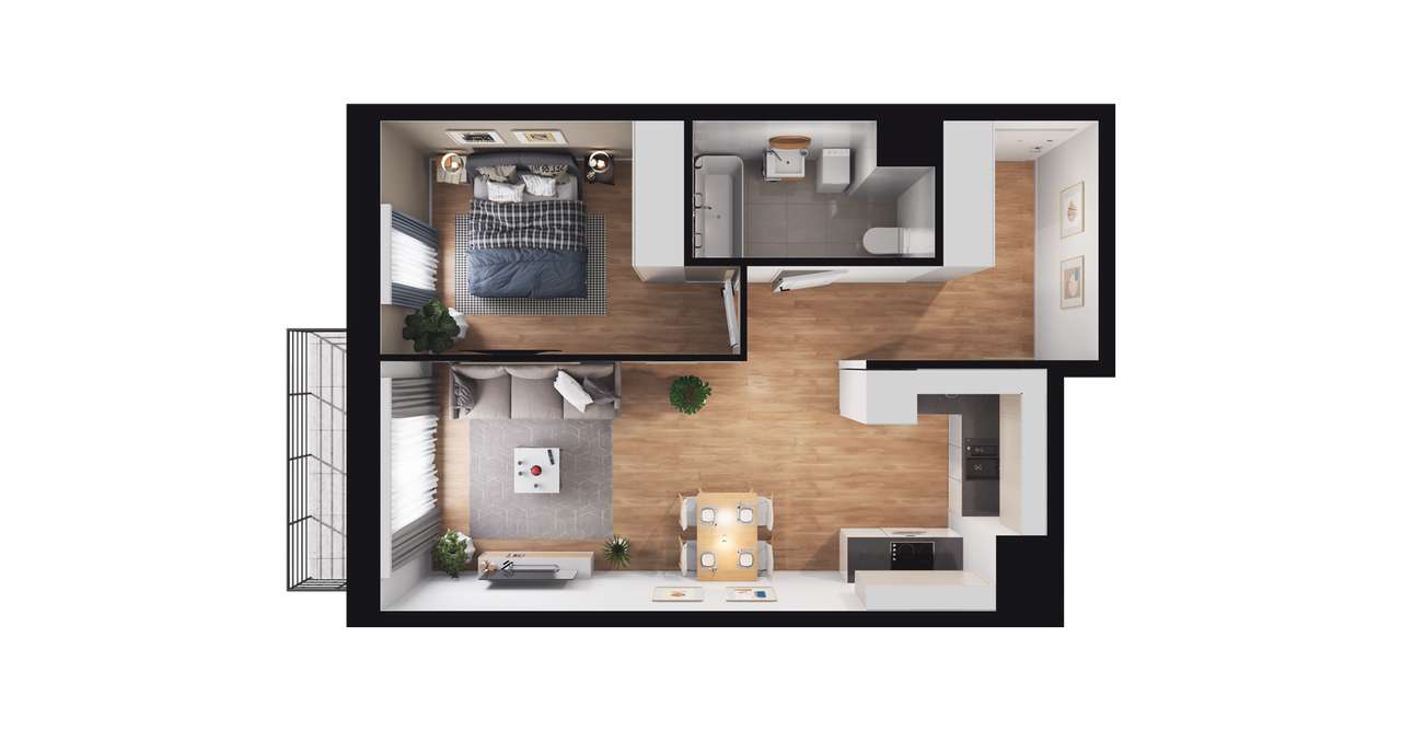 2-pokojowe mieszkanie 43m2 + balkon Bez Prowizji - Pełny obrazek: 2/8