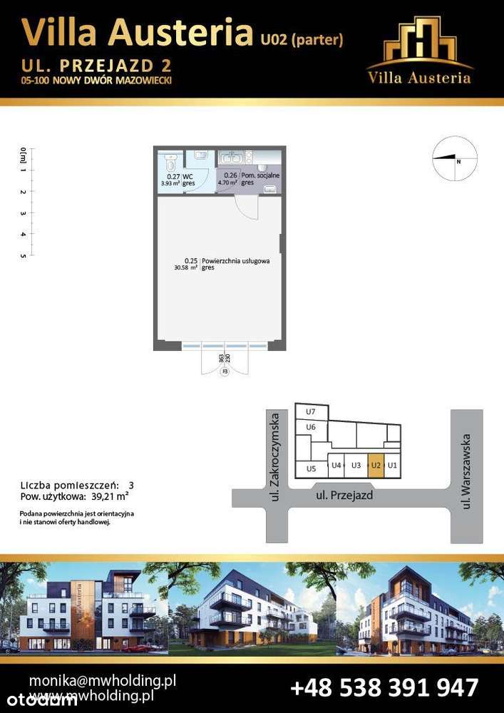 Lokal usługowy U02 SPRZEDAŻ LUB WYNAJEM ul.Przejazd 2 - 39,21m2 - Pełny obrazek: 2/11