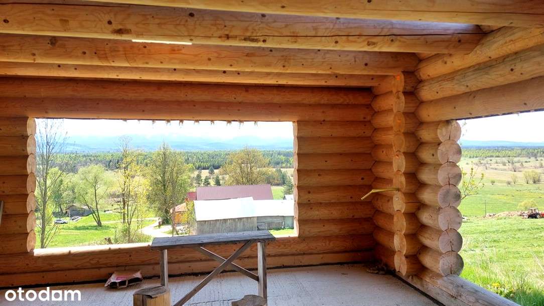 Dom z bali 178m2, piękna widokowa działka 17a Czarny Dunajec okolice-4