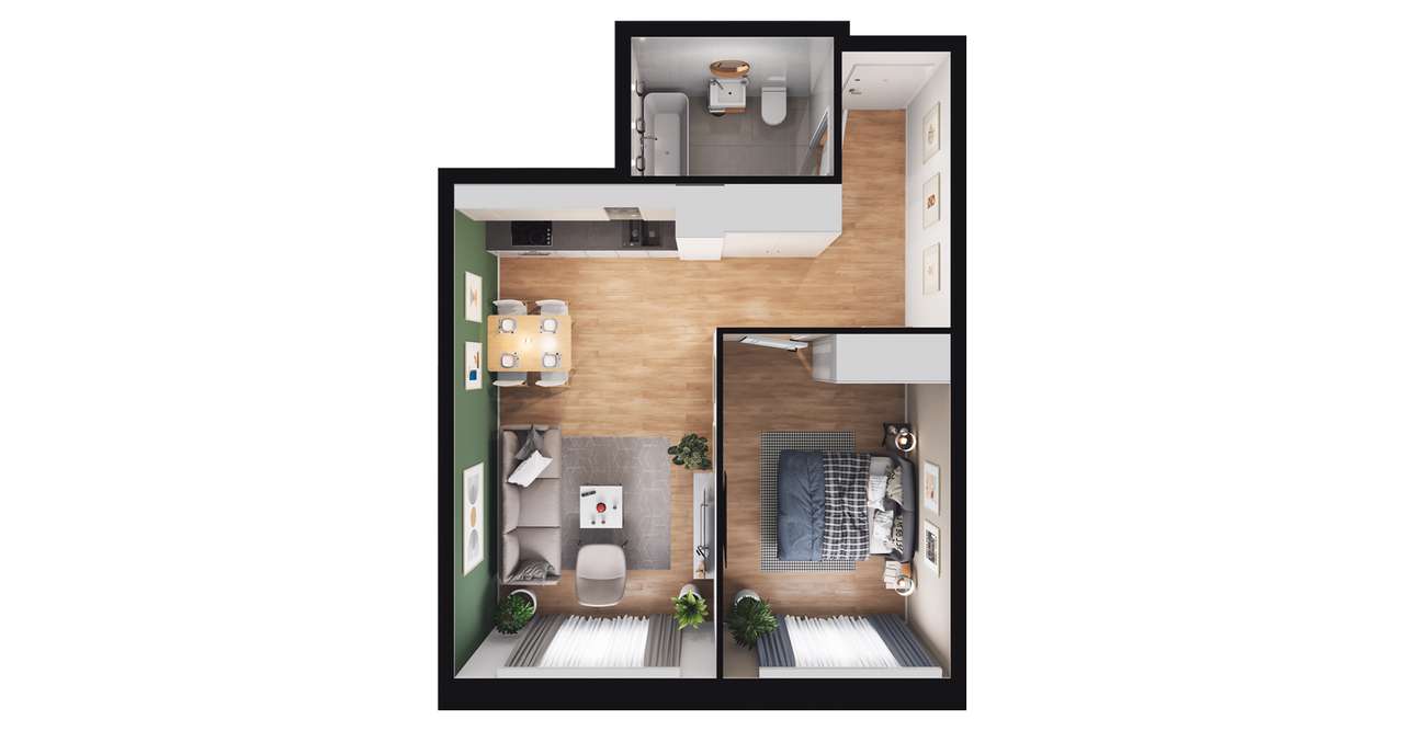 2-pokojowe mieszkanie 42m2 Bez Pośredników - Pełny obrazek: 2/8