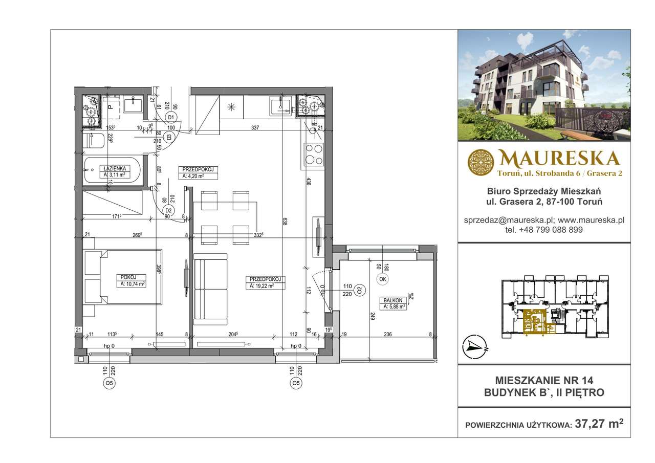 Osiedle Maureska | mieszkanie 2-pok. | B.prim.14 - Pełny obrazek: 2/7