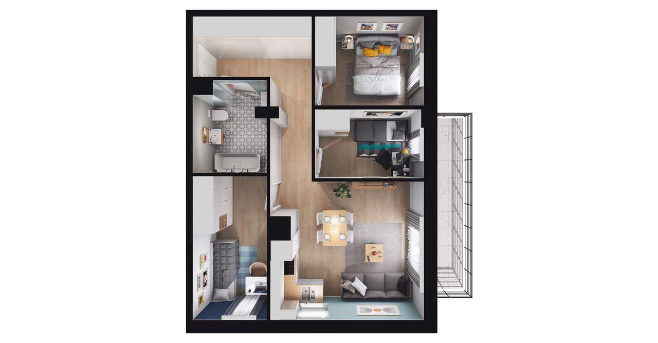 4-pokojowe mieszkanie 59m2 Bez Prowizji - Pełny obrazek: 2/8