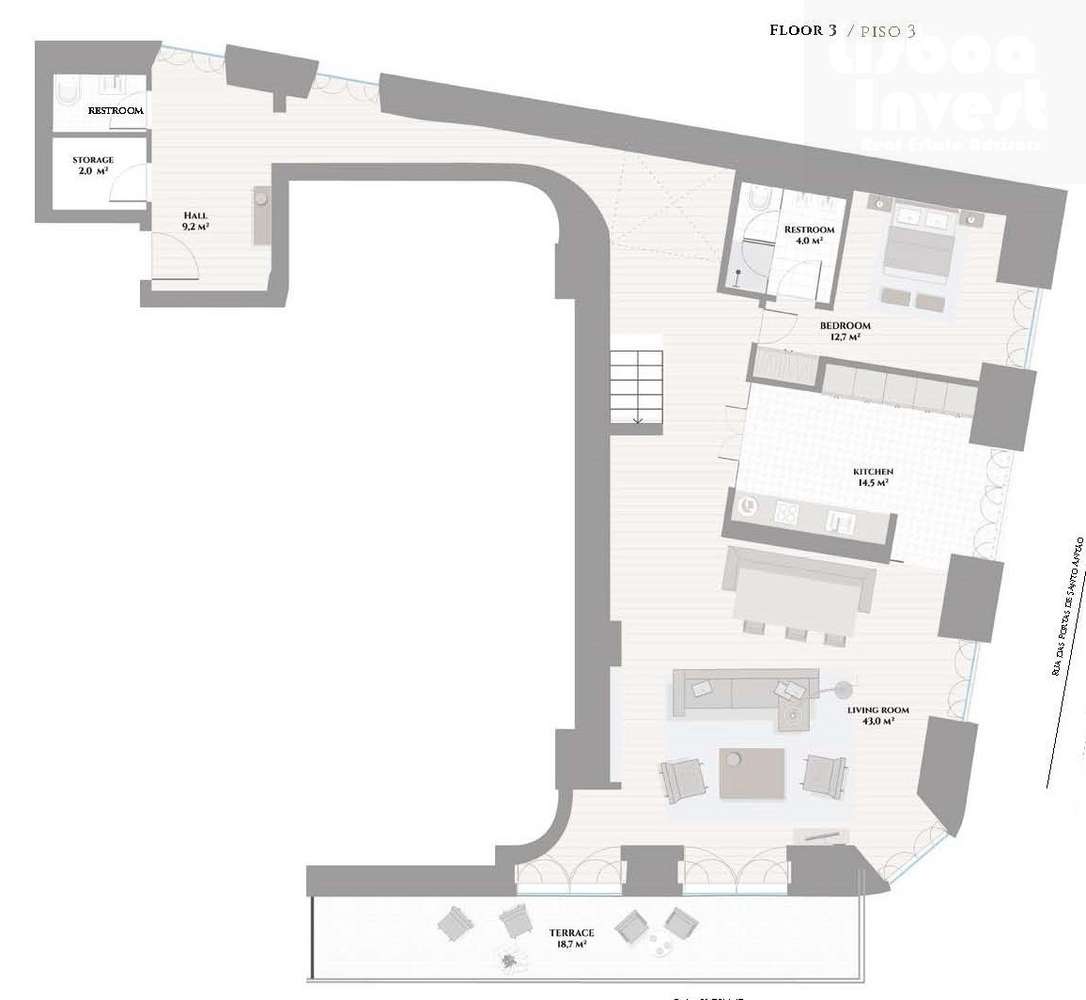 Apartamento novo T3 Triplex com terraço Av Liberdade-5