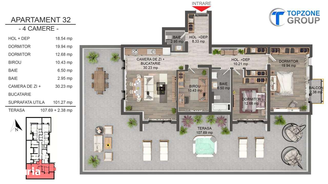 Comision 0%- PENTHOUSE 4 camere 101 mp utili si terasa de 107 mp-15