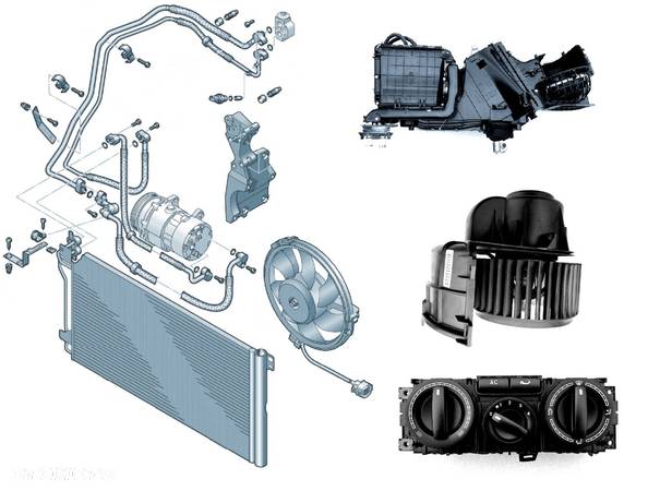 CZĘŚCI KOMPLETNA KLIMATYZACJA SPRĘŻARKA PANEL PRZEWODY MONTAŻ VW T5 TRANSPORTER CARAVELLE 2.5 TDI - 1
