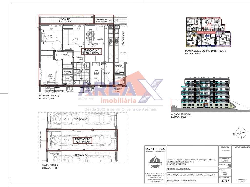 FRAÇÃO AJ - 6º andar - T2 - garagem fechada - Grande imagem: 2/15