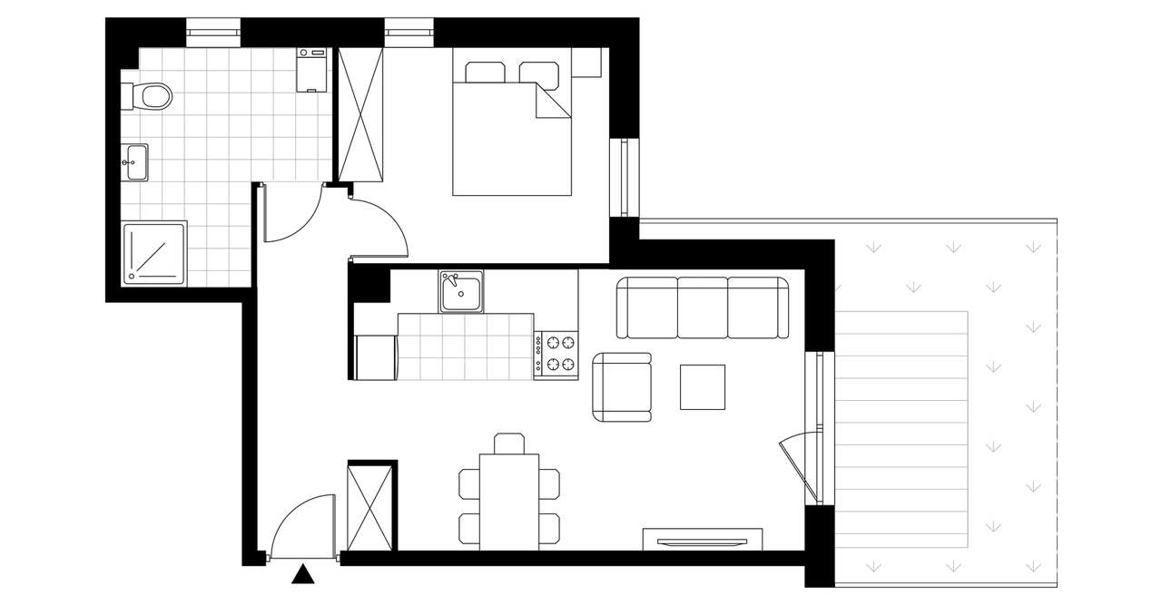 2-pokojowe mieszkanie 46m2 + ogródek - Pełny obrazek: 3/8