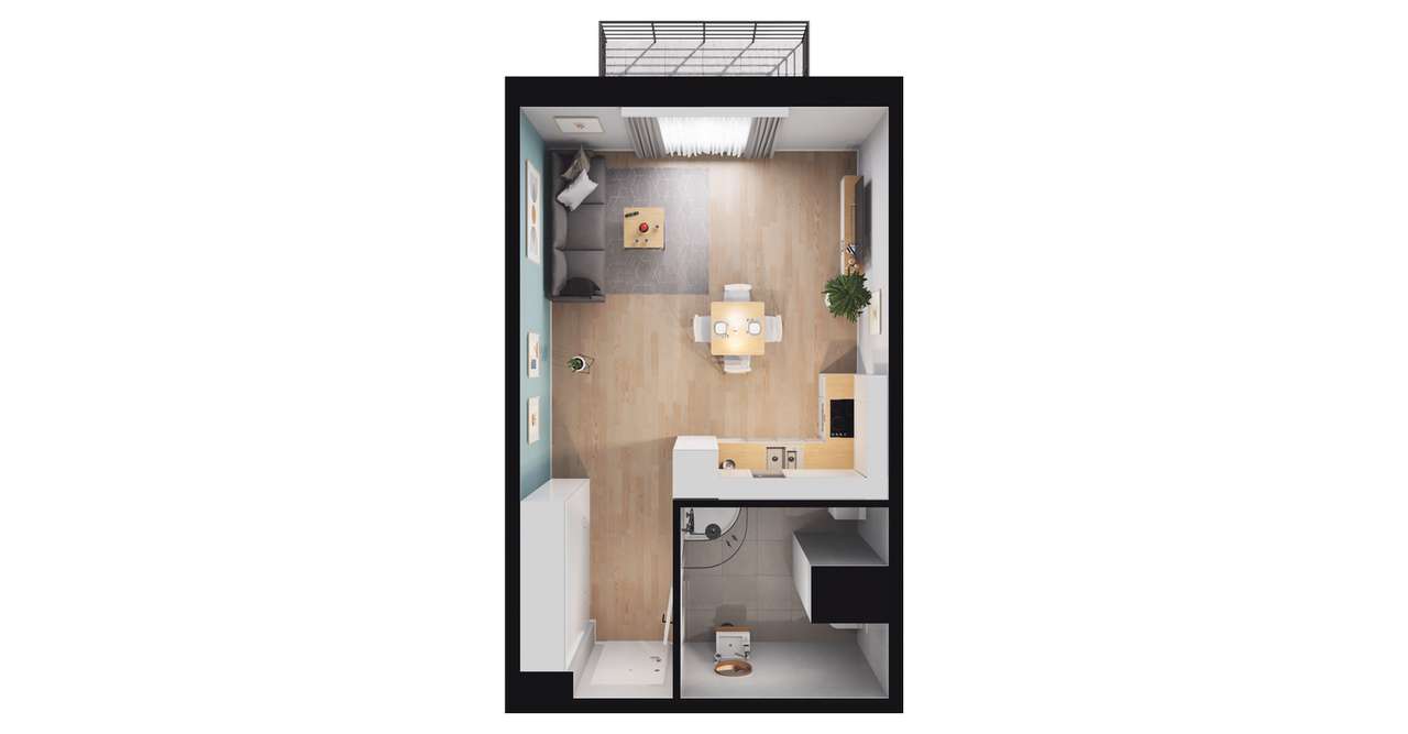 1-pokojowe mieszkanie 34m2 + balkon Bez Prowizji - Pełny obrazek: 2/7