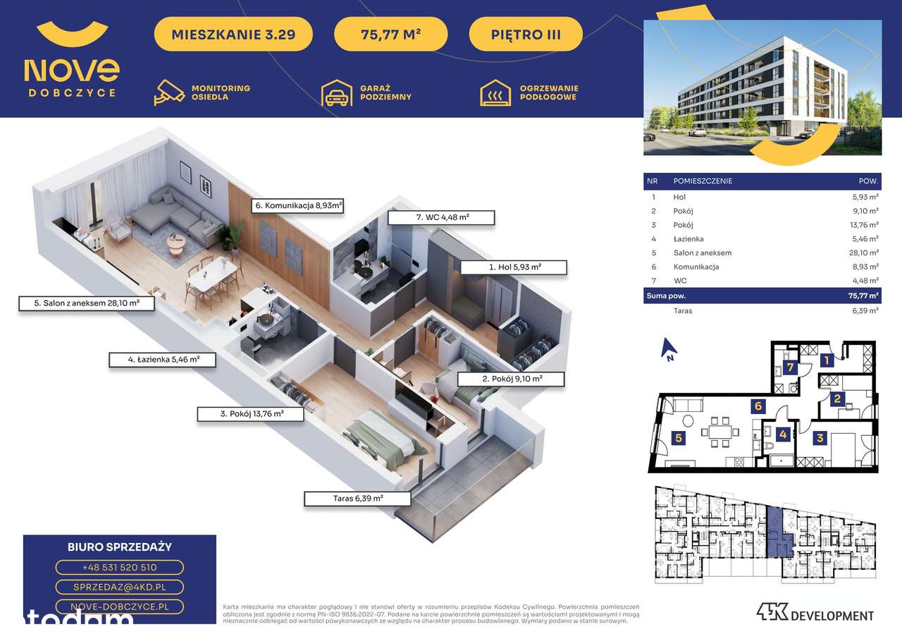 Nove Dobczyce | mieszkanie 3-pok. | 29 - Pełny obrazek: 2/7