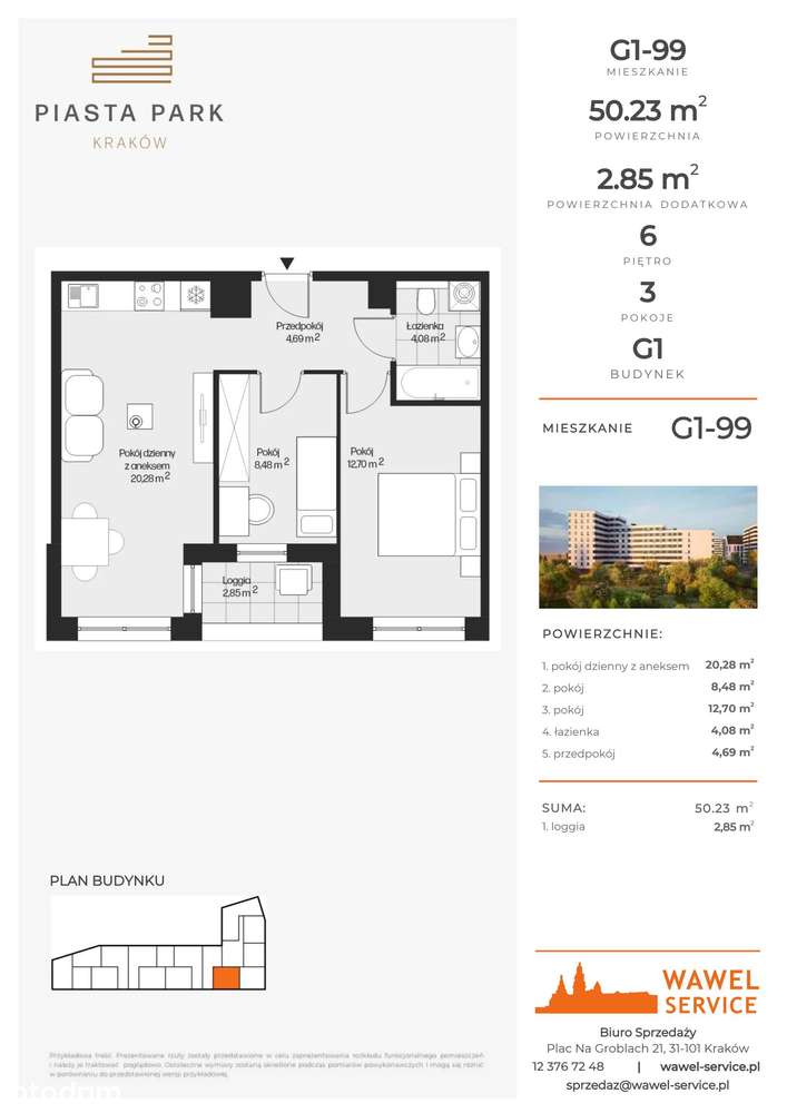 Piasta Park V​I | mieszkanie 3-pok. | G1-99 - Pełny obrazek: 2/7