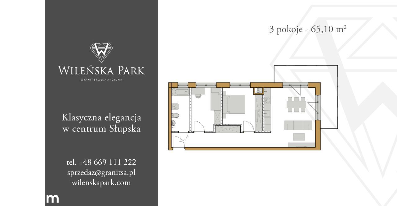 Wileńska Park | G12 | 3 pokoje duży balkon