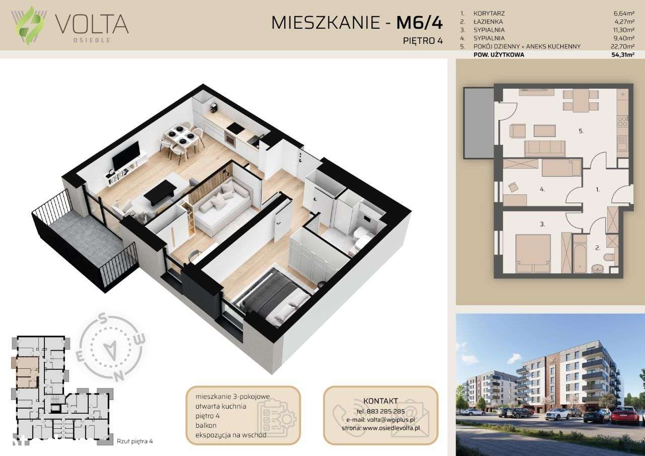 Ustawne 3-pok. mieszkanie z balkonem PV | NOWE - Pełny obrazek: 2/7