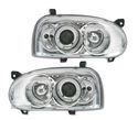 FARÓIS FRENTE ANGEL EYES PARA VOLKSWAGEN VW GOLF 3 FUNDO CROMADO H1 H1 - 1