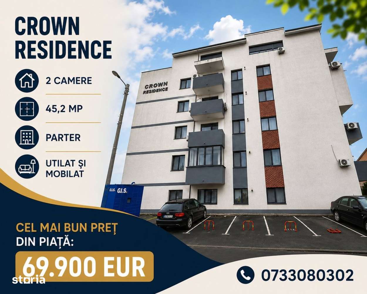 Apartament 2 camere 45,2 mp ~ Crown Residence