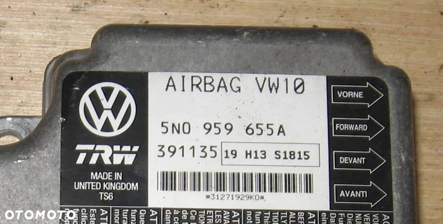 GOLF V LEON II PASSAT B6 sterownik moduł airbag 5N0959655A VOLKSWAGEN SEAT - 2