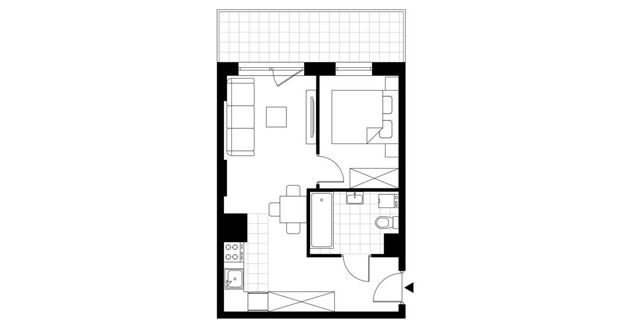 1-pokojowe mieszkanie 36m2 + balkon Bezpośrednio - Pełny obrazek: 2/7