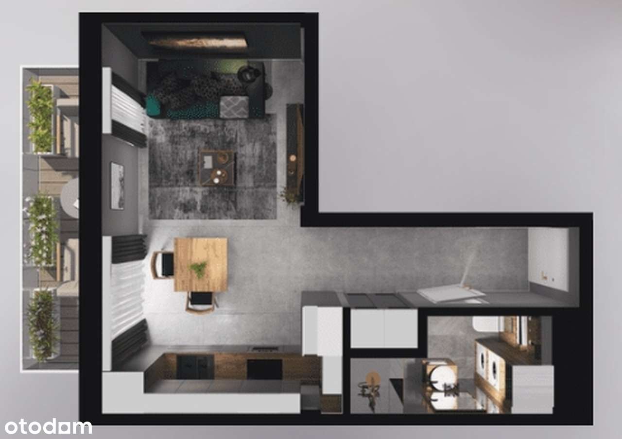 1 pokojowe mieszkanie z możliwością wydzielenia sypialni -balkon 6,5m2 - Pełny obrazek: 4/4