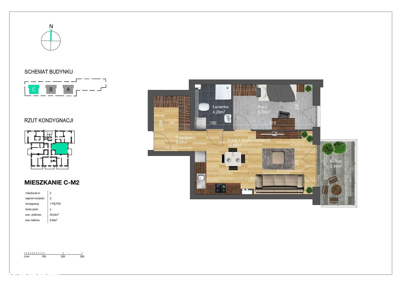 2-rumslägenhet, 40 m²