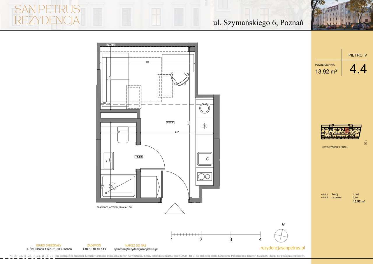 1-pokojowe mieszkanie 13m2 Bez Prowizji - Pełny obrazek: 2/7