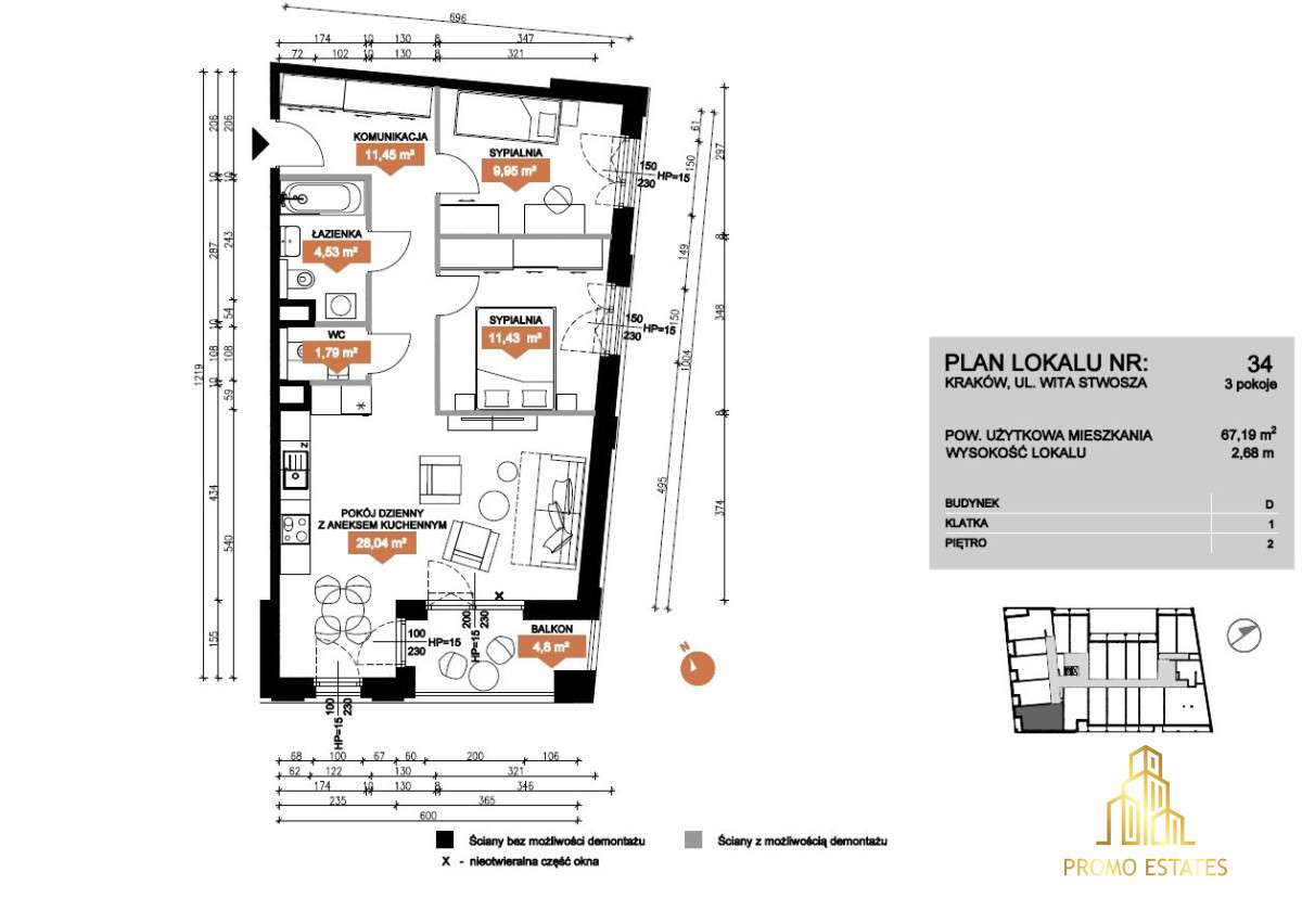 Inwestycja Wita/ 3 pok. z MP - ul. Wita Stwosza-4