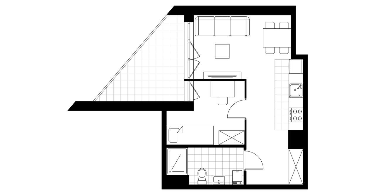2-pokojowe mieszkanie 34m2 + loggia Bezpośrednio - Pełny obrazek: 3/8