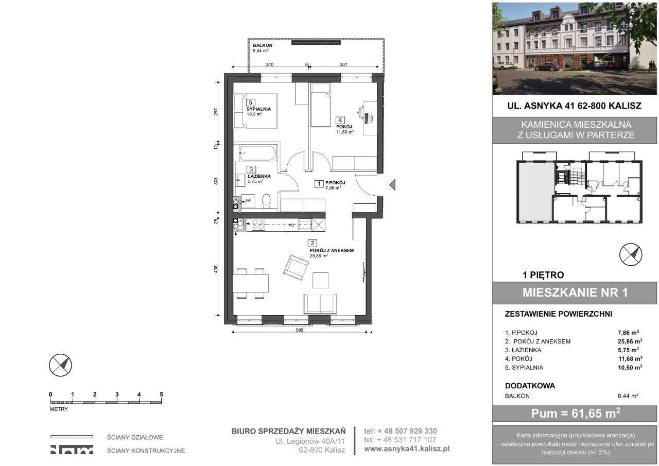 Mieszkanie nr 1 w Kamienicy Asnyka 41 - Pełny obrazek: 2/7