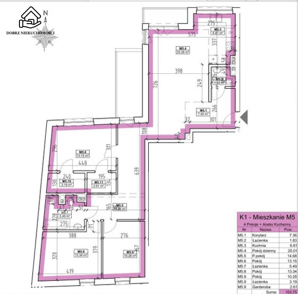 Mieszkanie premium 103,75m2, 4 pokoje, 2 balkony - Pełny obrazek: 2/6