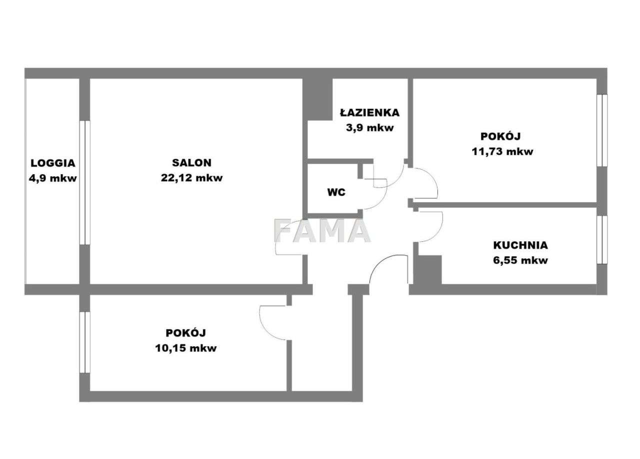3-pok., 64,40 m2, Os. Południe, ul. Planty, loggia - Pełny obrazek: 2/14