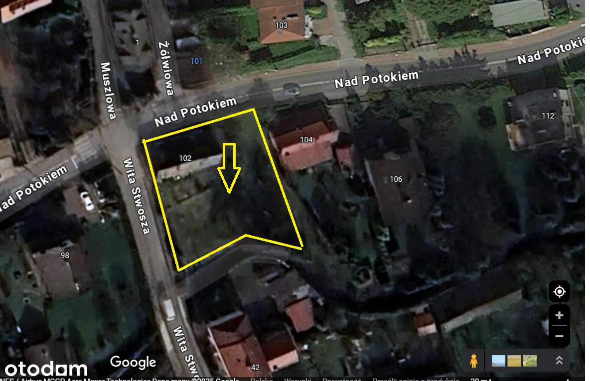 Działka budowlana o pow 1434m2 z domem - ul.Nad Potokiem 102-4