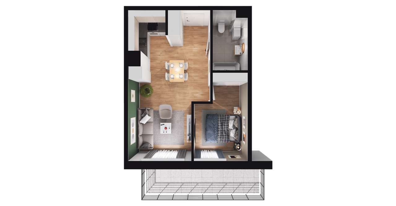 2-pokojowe mieszkanie 39m2 + balkon Bez Prowizji - Pełny obrazek: 3/9