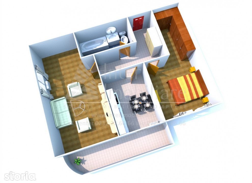 Apartament  2 camere Nicolina , 60 metri, etaj 2 Cod:140223