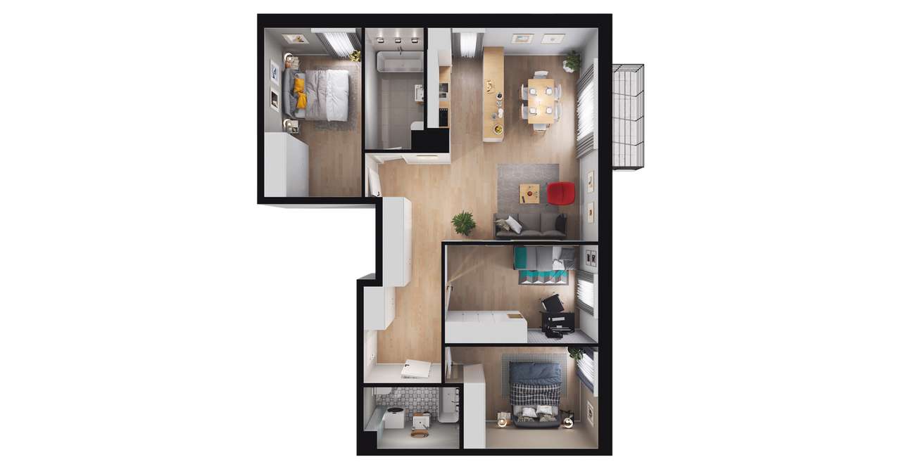 4-pokojowe mieszkanie 81m2 + balkon Bezpośrednio - Pełny obrazek: 3/8