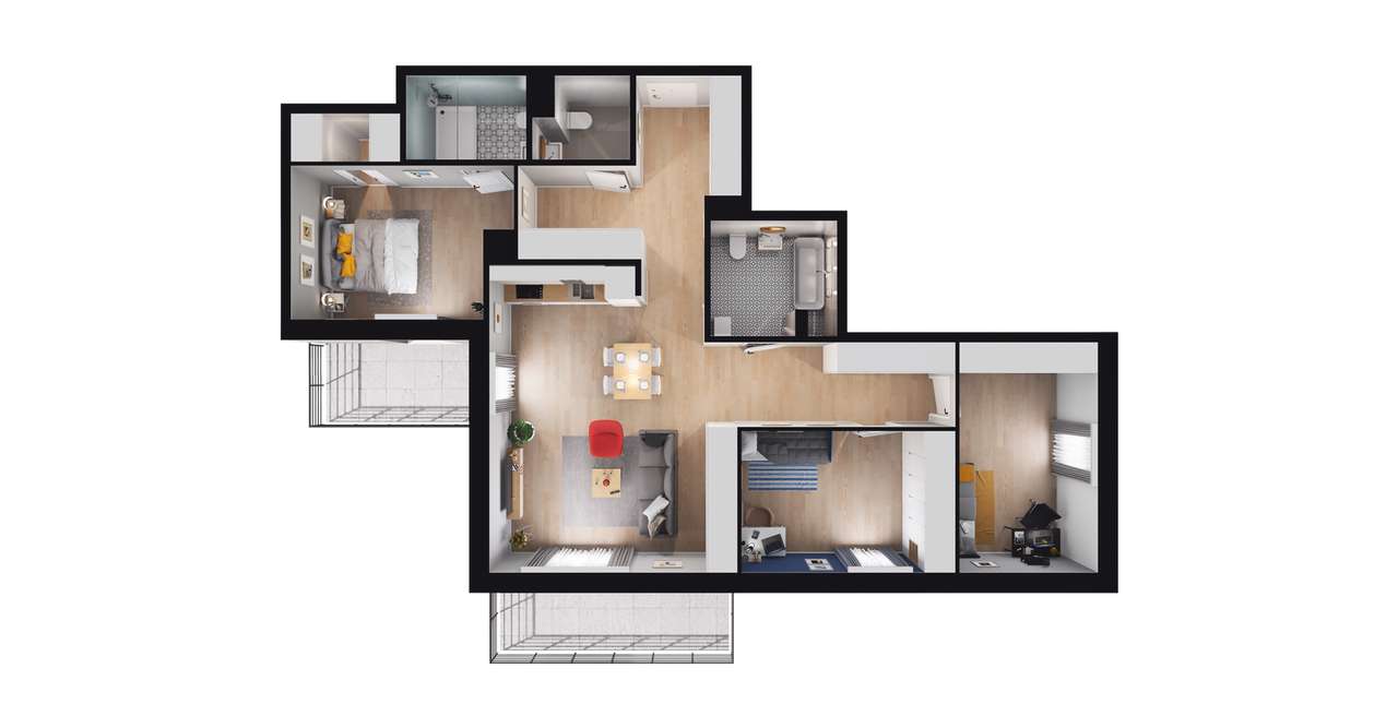 4-pokojowe mieszkanie 95m2 + 2 balkony - Pełny obrazek: 3/9