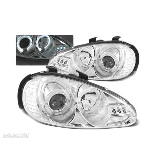 FARÓIS ANGEL EYES PARA MAZDA MX3 91-98 CHROME CROMADO - 1