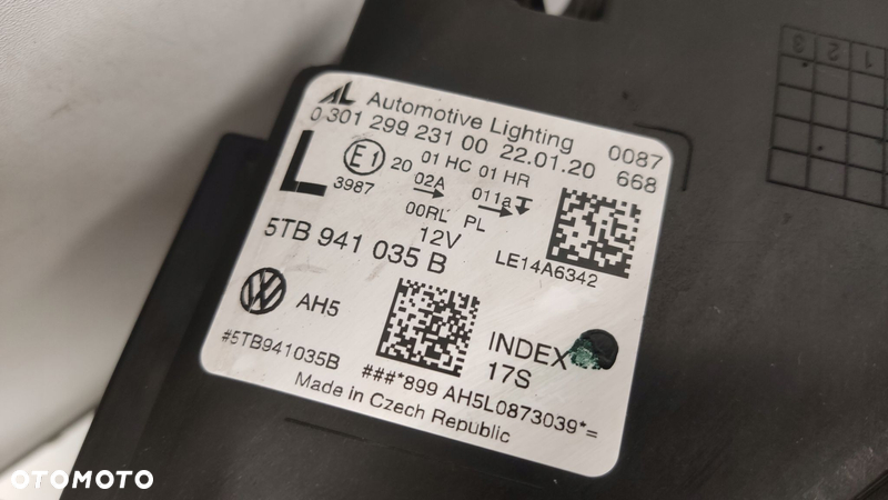 VW TOURAN 5TB REFLEKTOR FULL LED LAMPA LEWA PRAWA - 5