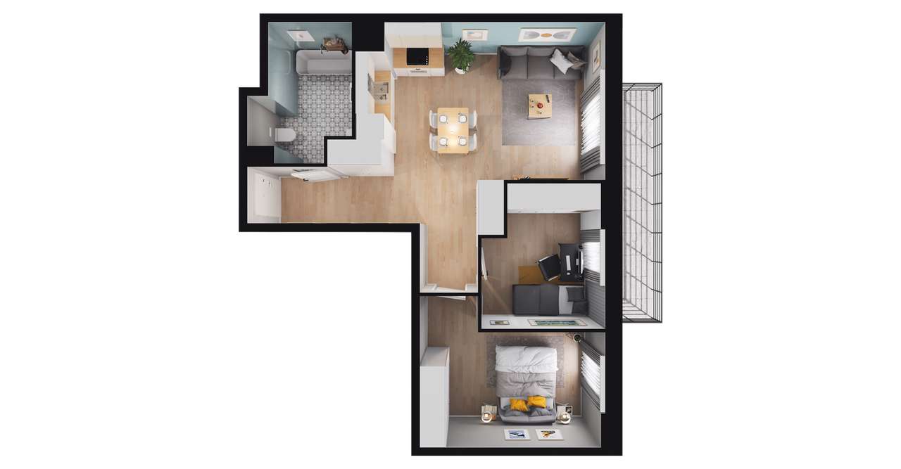 3-pokojowe mieszkanie 52m2 Bez Prowizji - Pełny obrazek: 2/8