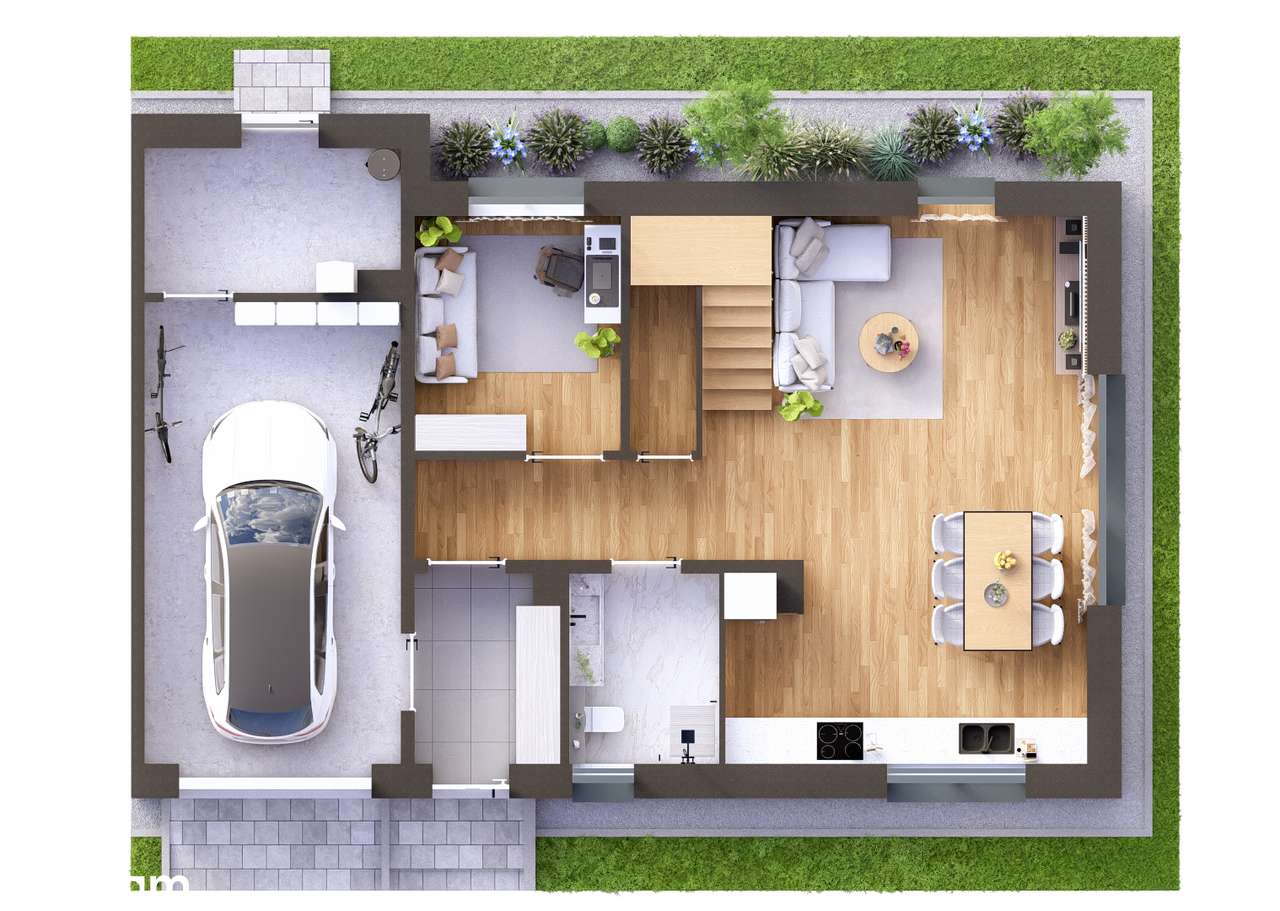 Dom oddzielony garażami-6