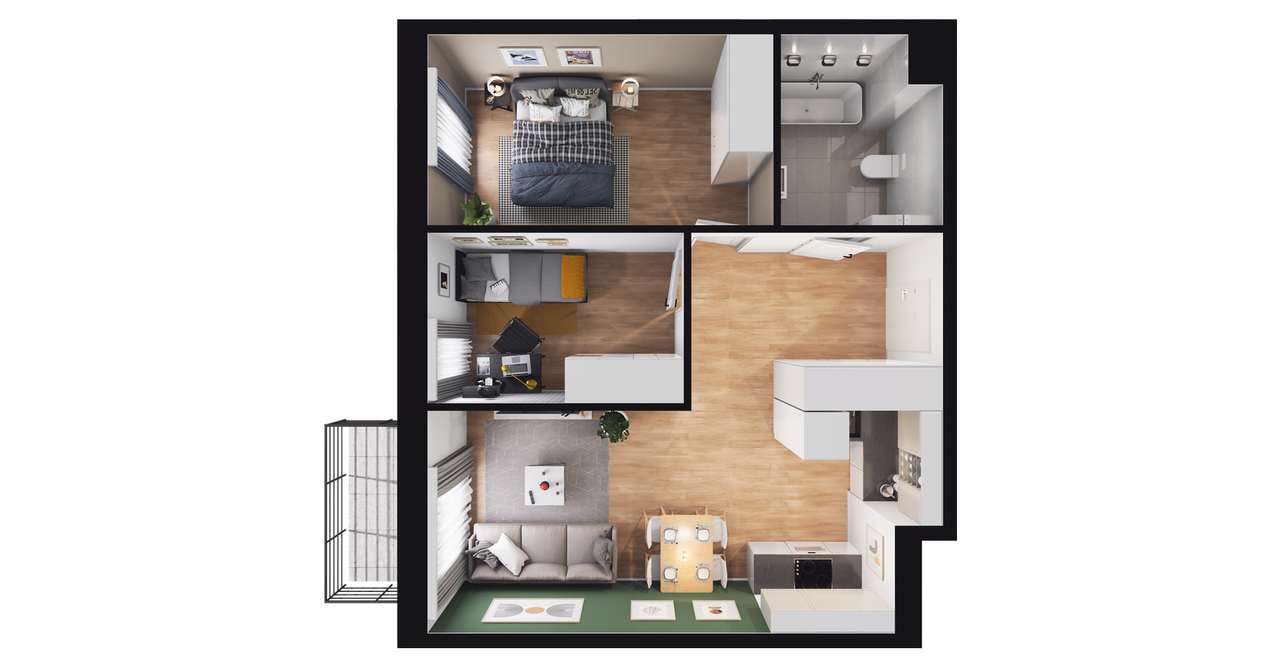 2-pokojowe mieszkanie 51m2 + balkon Bez Prowizji - Pełny obrazek: 2/8