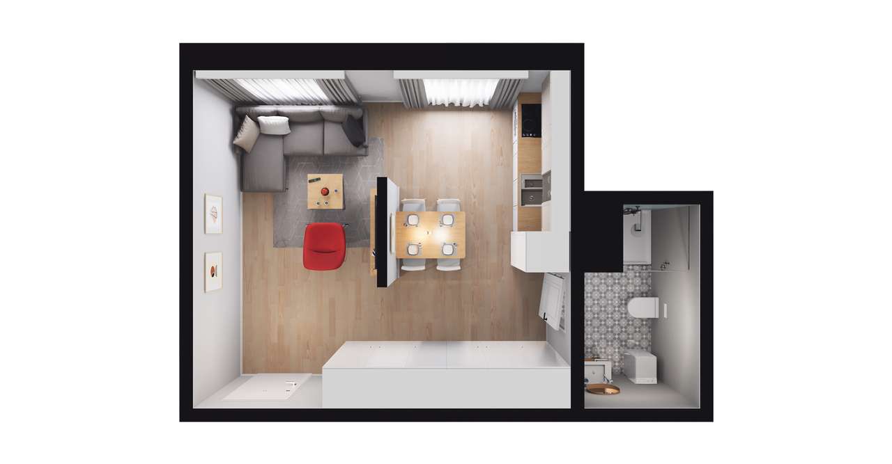 1-pokojowe mieszkanie 30m2 Bezpośrednio - Pełny obrazek: 2/8