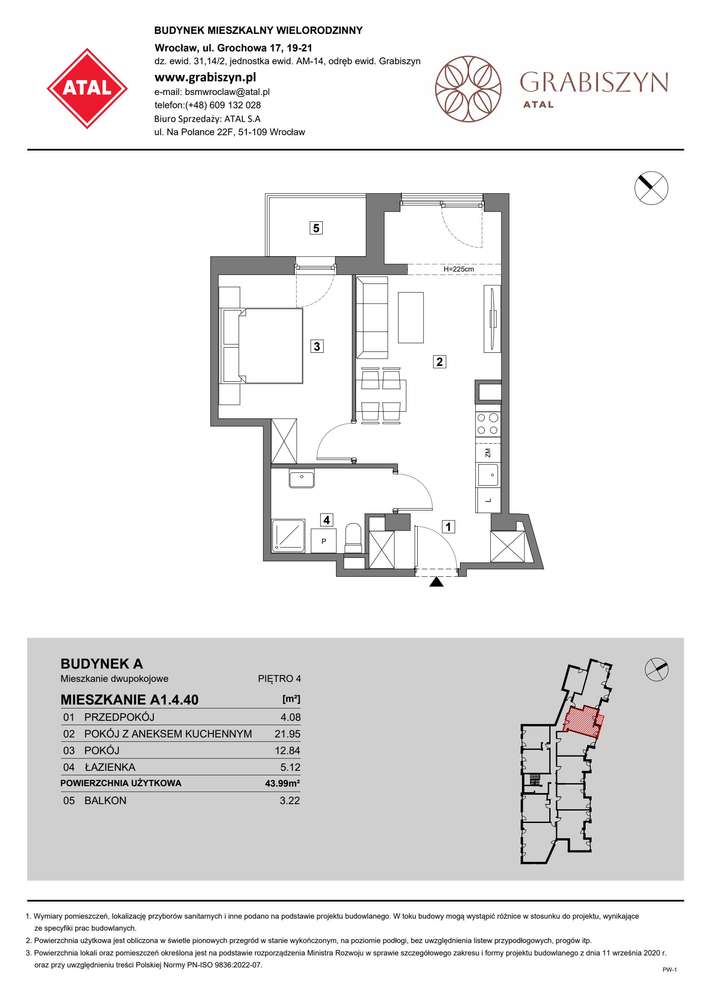 2-pokojowe mieszkanie 44m2 + balkon - Pełny obrazek: 2/9