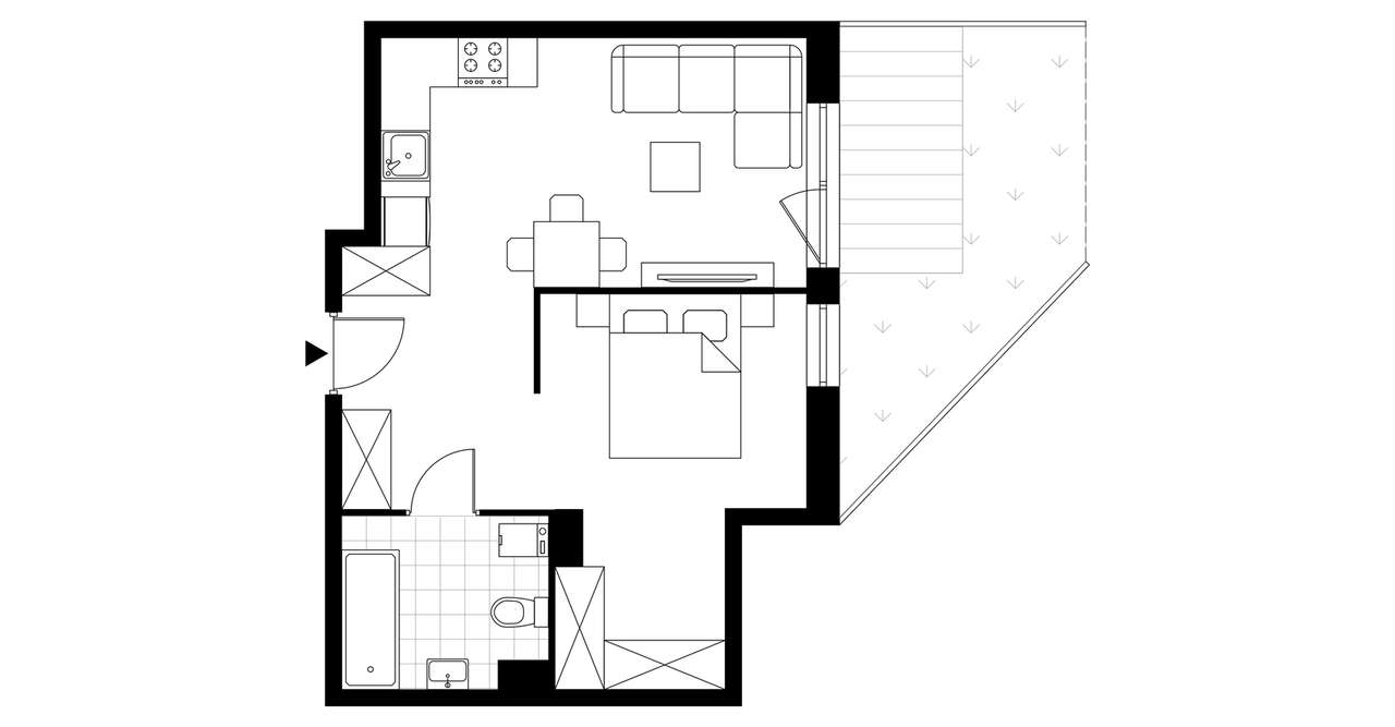 1-pokojowy apartament inwestycyjny 39m2 + ogródek - Pełny obrazek: 3/8