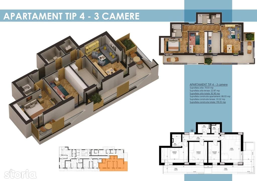 Bd.1 Mai - Centrul de Scafandri - Apartament 3 camere bloc nou 2022